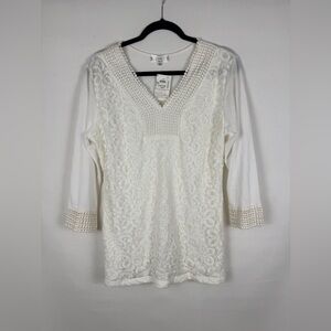 NWT Shannon Ford White Lace V-Neck Women's Top